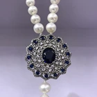 Gem Blue Gem And Diamonds Silver Freshwater Round Fashion Pearl Tassels Necklace