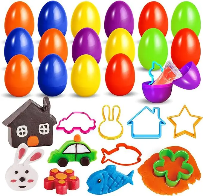 Easter Party Reward Small Toys DIY Easter Eggs Eggshell Toys Plastic Open Eggshell Party Toys for Kids