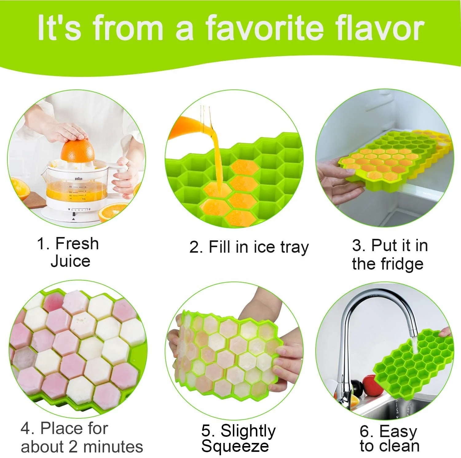 SILIKOLOVE 37 Cavity Ice Cube Tray Honeycomb Ice Cube Mold Food Grade Flexible Silicone Ice Molds