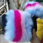 Fox Designer Fur Slides Pom Pom Fur Slides 100% Fox Fur Slides Fur Slippers
