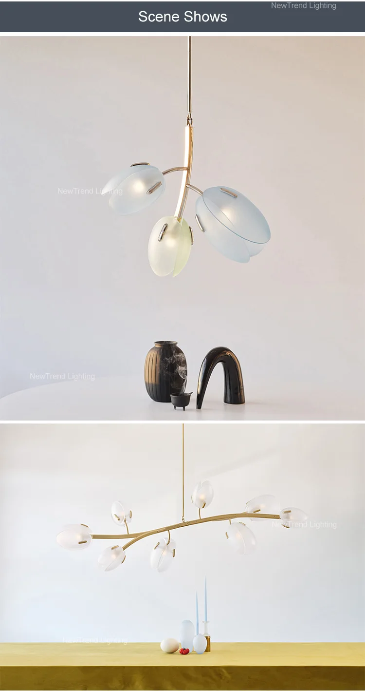 cpl 255 minimalist style indoor decoration pendant light villa home living room dining glass flower branch led chandelier -5