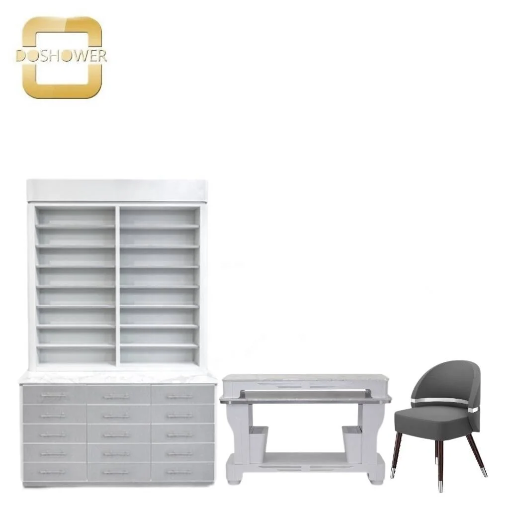 White color gel polish power cabinet for marble nail polish display rack of led grey multi-drawer powder rack.png