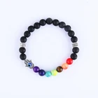 Handmade 7 Chakra Beads Energy Healing Bracelets Natural Lava Stone Evil Eye Bracelet For Men Women