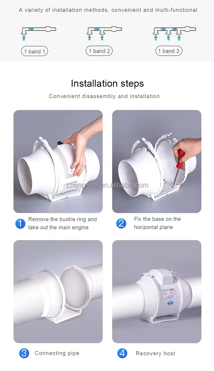 Exhaust Pipe Fan, Inline, 220V, Plastic - detail 6