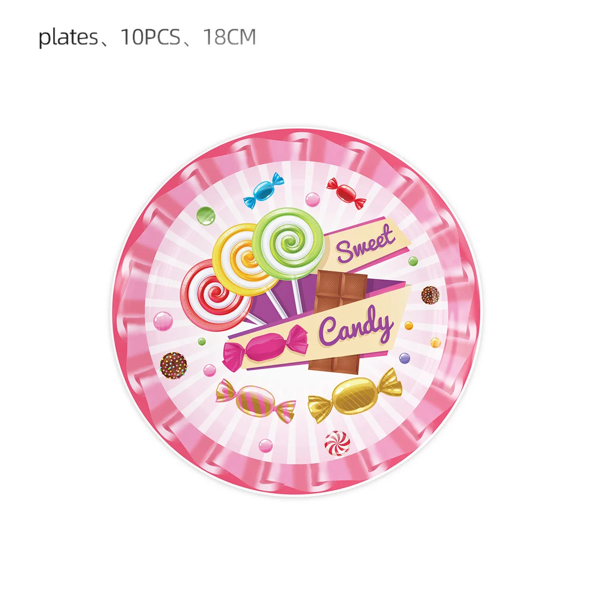 Pink candy lollipop theme children's birthday disposable paper plate paper towel set tableware party decoration supplies