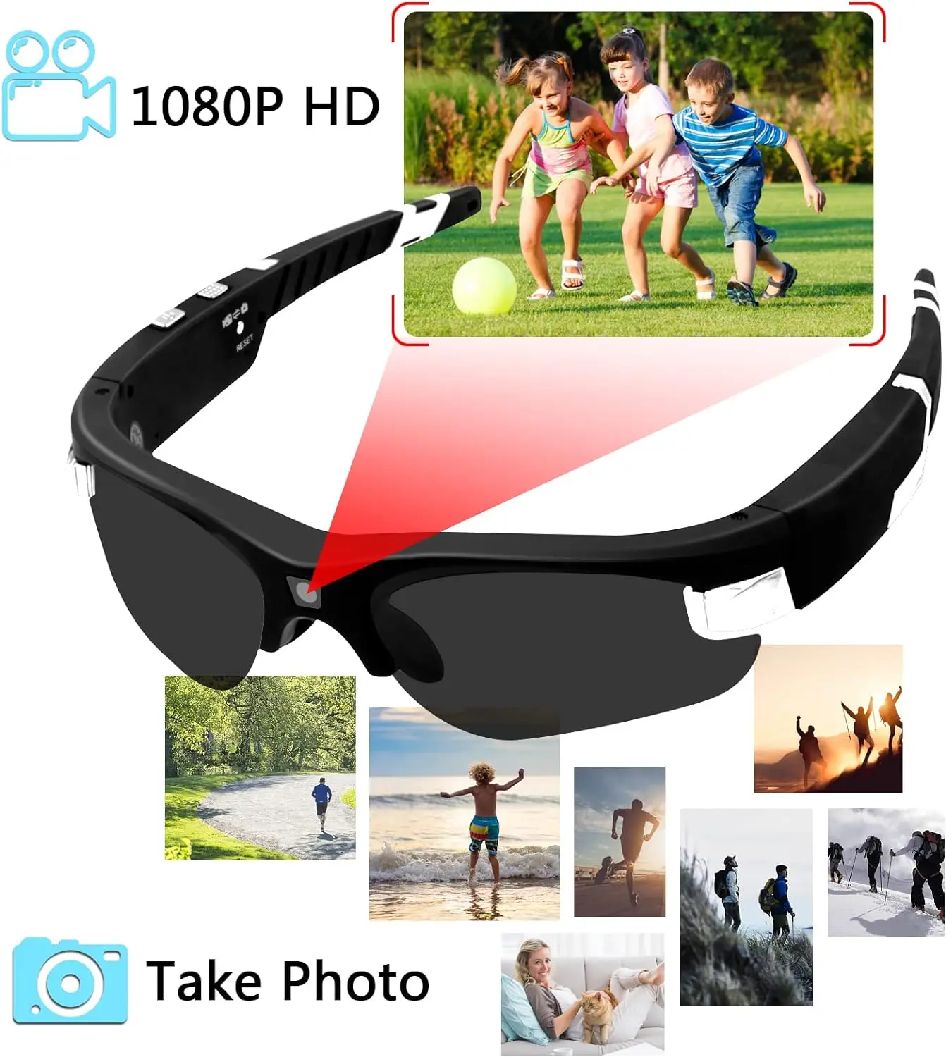 1080P Action Sports Camera Film Hands Free Photo Video Recording Smart Glasses With Camera Sunglasses