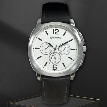 RAYMONS quartz watches men fashion men wrist watch Montre Homme Water Resistant Vintage Military Leather Quartz Watches