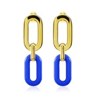 Earring 18k Gold Custom Chain Shape High Quality Earring With Simple Colorful Acrylic For Party Women Gift