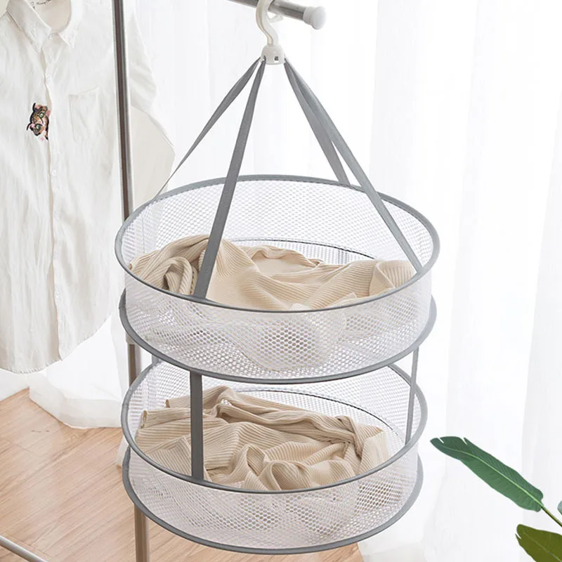 Foldable Clothes Drying Net Basket Windproof Socks Underwear Drying Nets Hanging Clothing Drying Basket Organizer