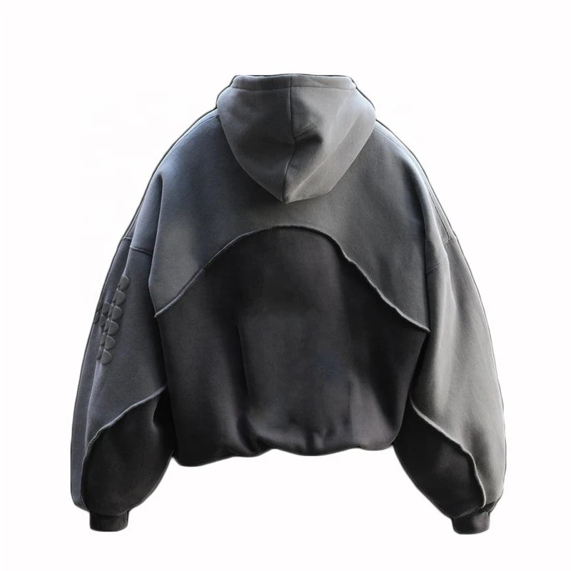 Unisex Heavyweight Oversized Pullover Hoodie 100% Thick Cotton Solid Color Blocked Patchwork Lining Streetwear Sweatshirt for manufacture