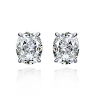 Earrings Simple Jewelry Rhodium 925 Silver Pink Yellow White Oval Cut 10*8mm Crushed Ice Stud Earrings For Women
