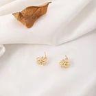 Fashion Jewelry Women Fashion Gold Plated Cute Flower Cubic Zirconia Necklace And Earring Jewelry Set Women