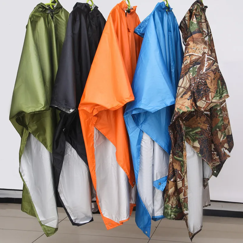 DD2063  Adult Outdoor Camping Gear Survival Cloak Lightweight Coating Camouflage Hooded Raincoat Hiking Poncho