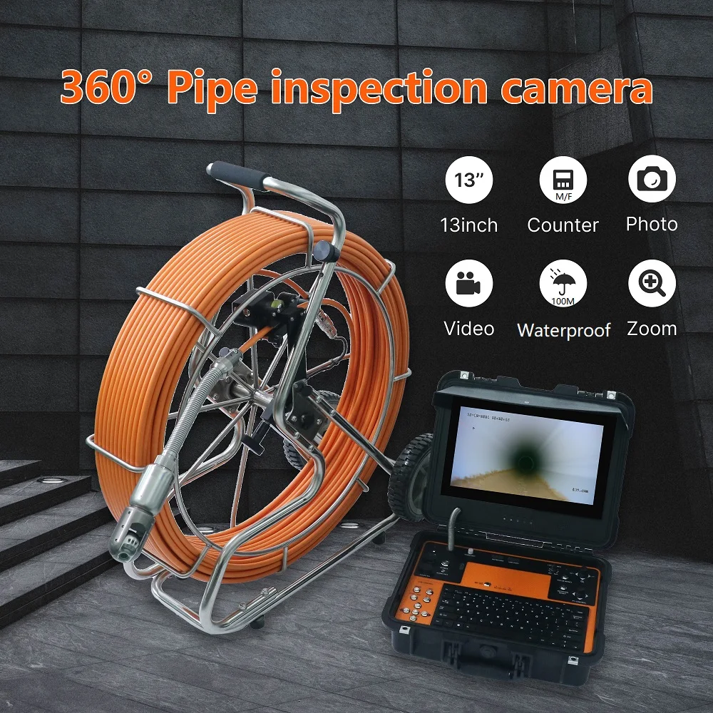 Vicam 360 Rodation Sewer Pipe Inspection Camera 60m 150m Depth Counter