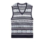 Knitting Sweater Vest Wholesale Custom Knitting Jacquard Sweater V Neck Knitted Vest Men