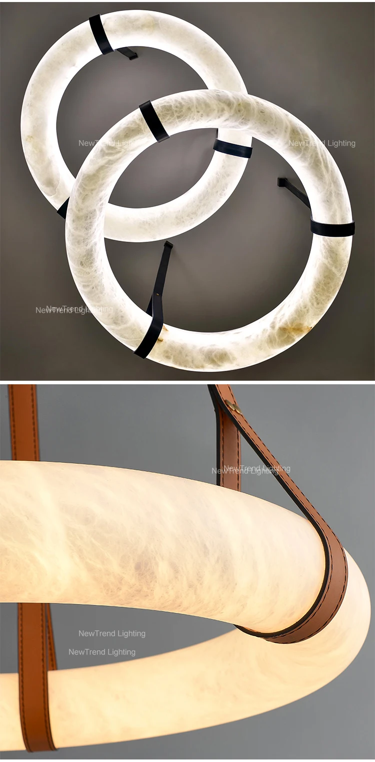 CPL-235 Focus on Customization Fixture Living Room Dining Room Bedroom Modern Marble Ring LED Alabaster Chandelier manufacture