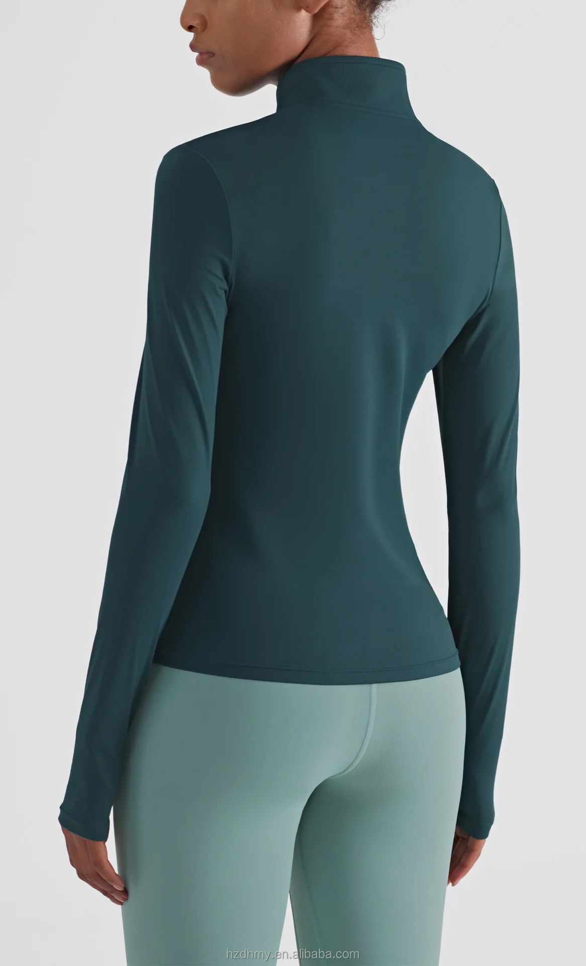 High Quality Stand Collar Nude Zipper Tight Fitting Long Sleeved Tops Women Slim Yoga Clothes