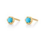 Earring Gemnel Daily Wear Fine Jewelry S925 Gold Single Turquoise Stud Earring
