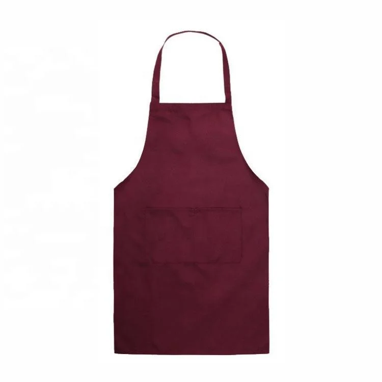 Factory Manufacturer customized plain kitchen aprons bib wholesale blank chef apron printed logo in cotton 2-pocket