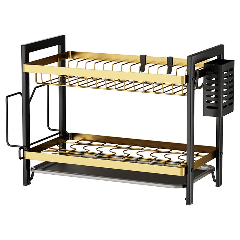 New design product two layers kitchen dish carbon steel drying rack storage