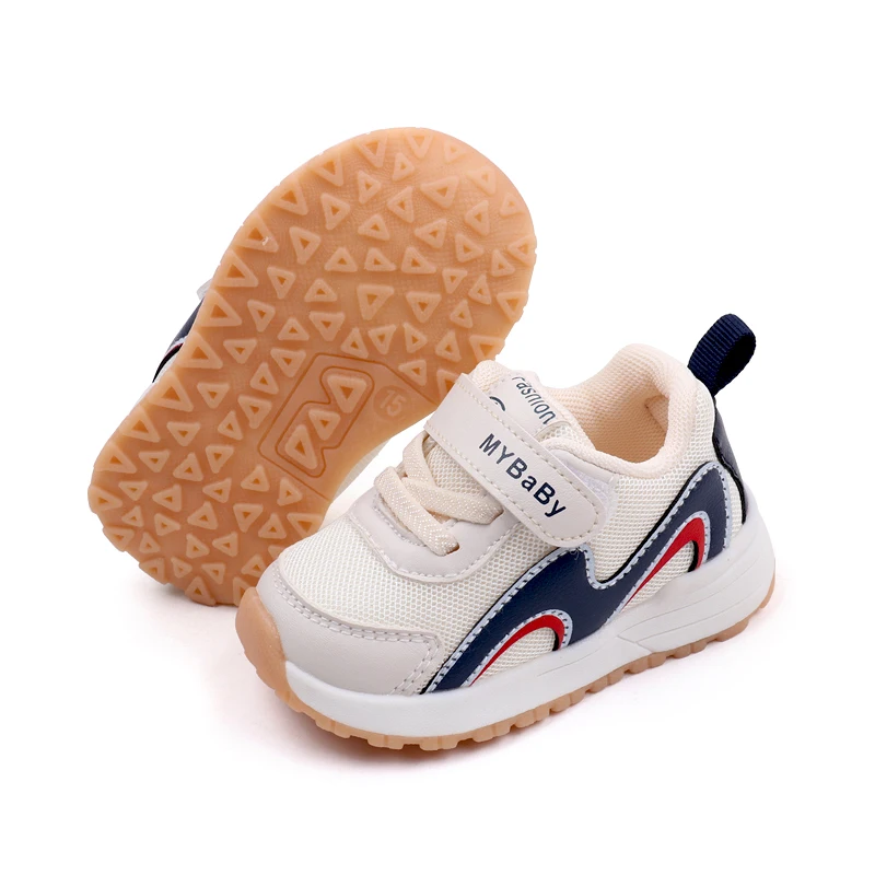 Wavy Stripes Casual Sports Style Small White Shoes for Girls and Boys Soft Soled Non-slip Functional Shoes manufacture