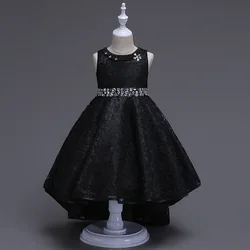 Wholesale Princess Dress Flower Lace Beaded Girls Christmas Dress For Kids Wedding Evening Party Children's Clothing