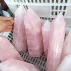 Point Quartz Wand Large Natural Gemstone Obelisk Rose Quartz Crystal Point Wand For Energy Healing