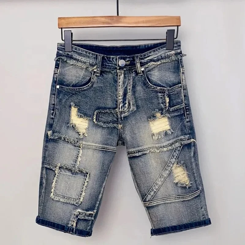 Wholesale high quality men's ripped denim shorts Casual denim shorts Summer shorts with pockets