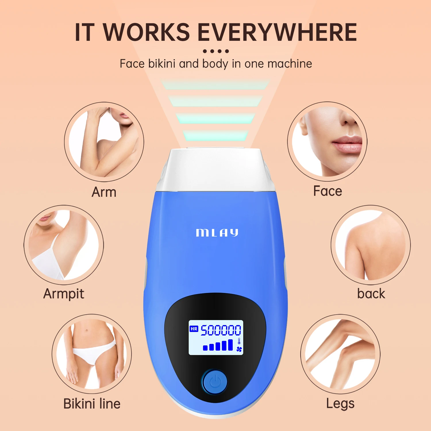 Mlay T3 500000 Shots Home Use Portable IPL Laser Hair Removal Skin Rejuvenation Acne Treatment for Face Ems Type