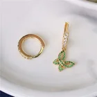 Hoop Asymmetric Butterfly Drop Huggi Earring Women Jewelry CZ Diamond Gold Plated Cute Butterfly Hoop Earring