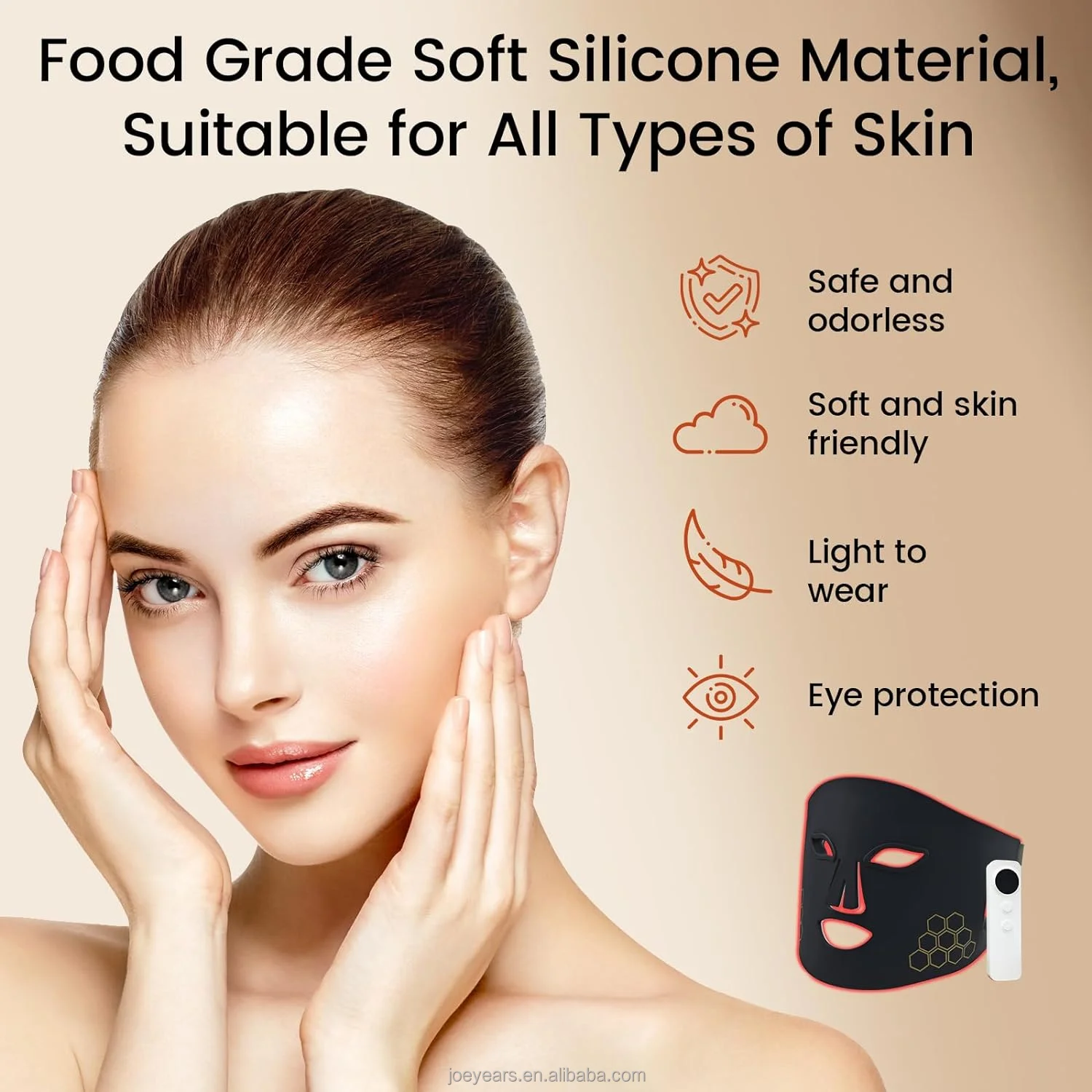 LED Photon Beauty Mask Instrument 216pcs LED Beads Facial Beauty Mask Infrared Red Light Therapy Face Mask