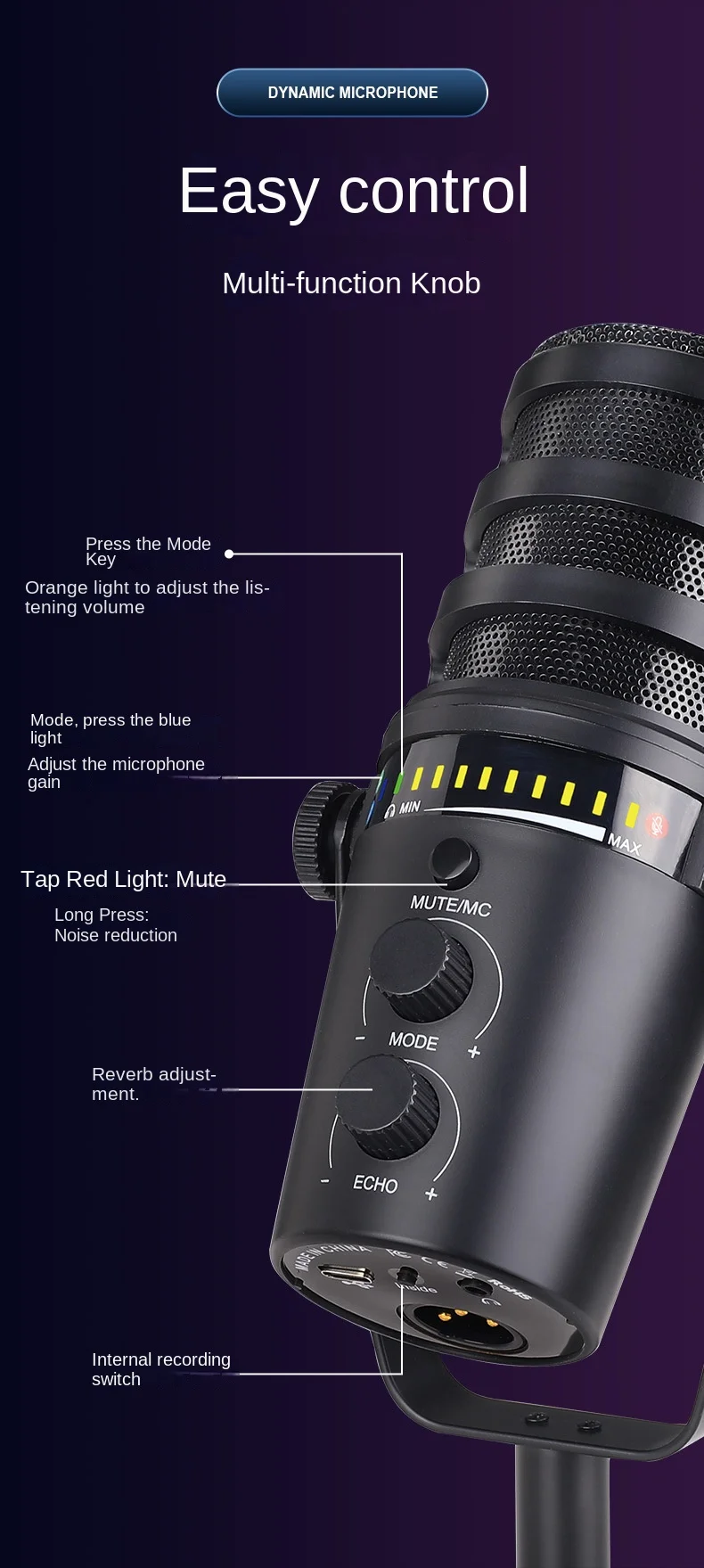 Dynamic Microphone Live Microphone Professional Recording Karaoke Conference Mobile Computer Game Sound Card Microphone Full Set