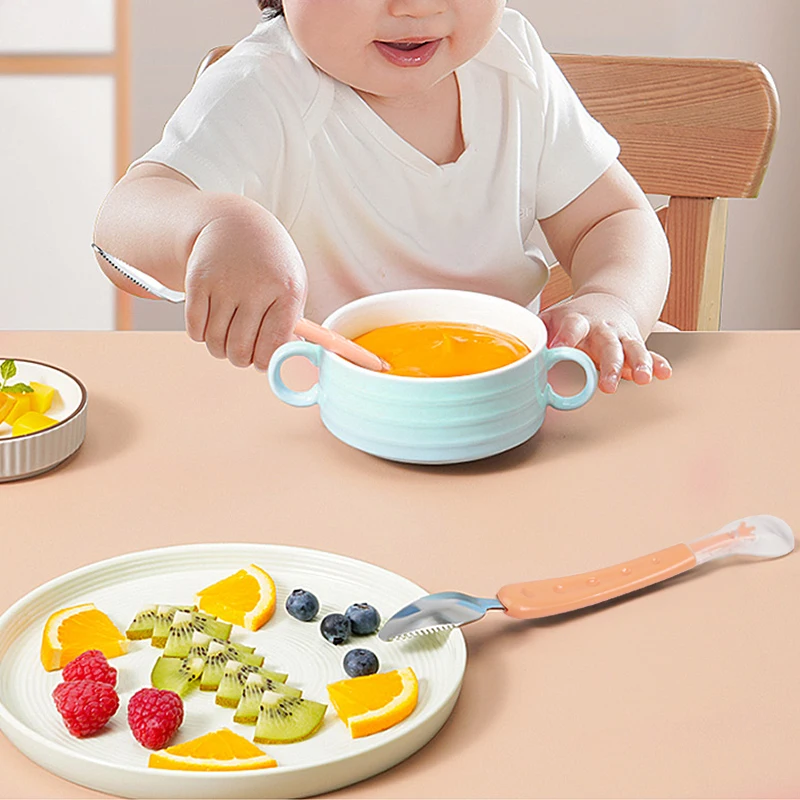 Double-headed Feeding Dual-purpose Fruit Scraping Puree Supplementary Food Fruit Puree Silicone Spoon Baby Scraping Spoon