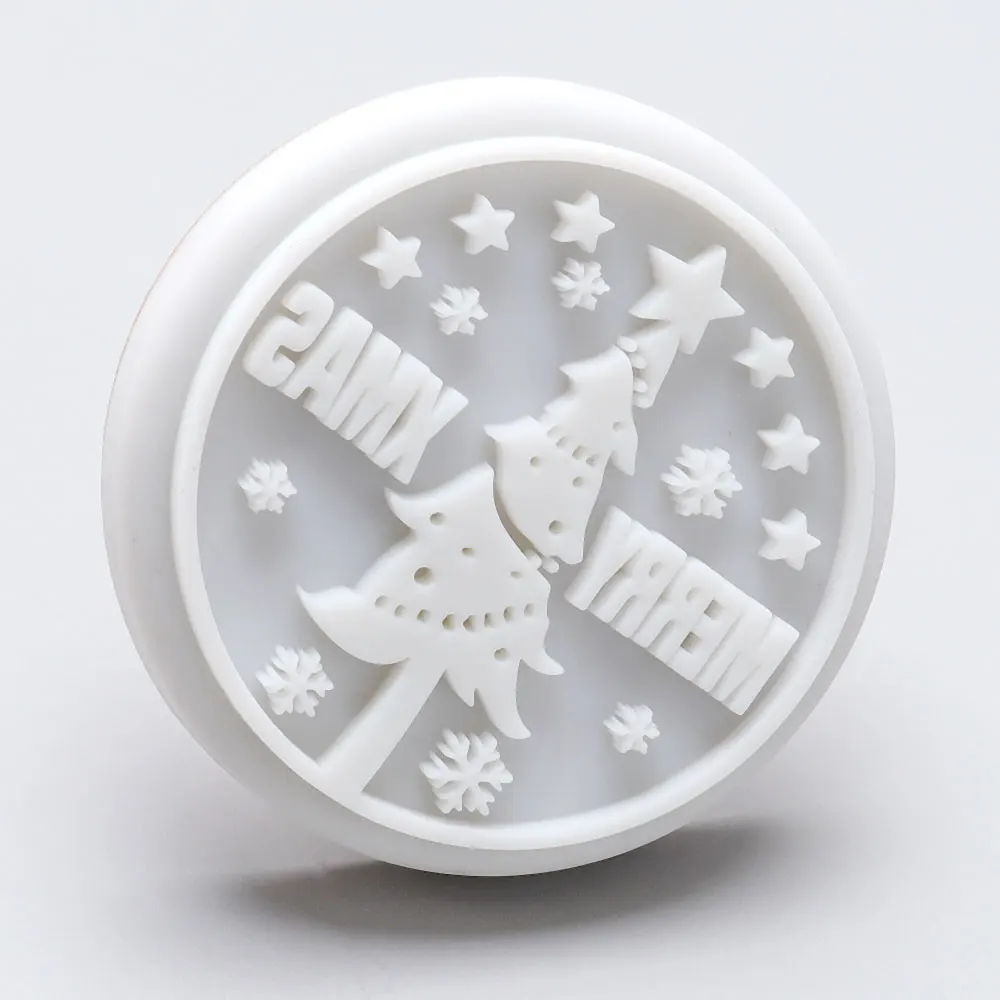 Christmas Non-slip Handle Stamp Embosser for Cookies Cutters and Stamp; Custom Cookie Stamps