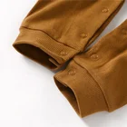 Baby Pajama Wholesale Autumn Long Sleeve Crotch Snap Solid Brown Cotton Baby Pajamas