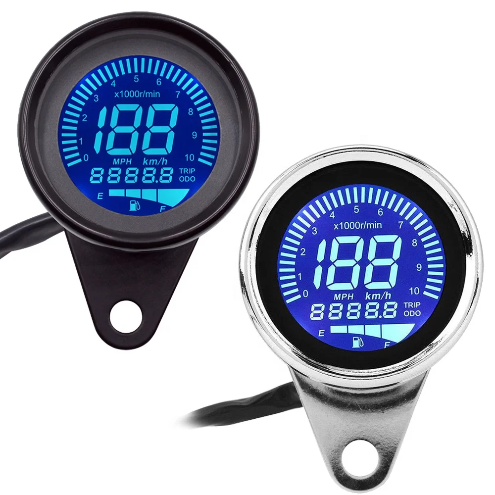 12V Motorcycle Speedometer Odometer Water temperature 7 Colors LCD Display