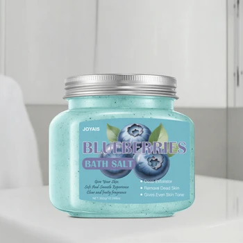 OEM Private Label Sea Salt Body Scrub Blueberries Fruit Infused Deeply Exfoliating Whitening Chicken Skin Improves Smoothness