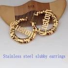 Earring Hoop Earrings Personalized Custom Stainless Steel Name Earring Bamboo Hoop Earrings