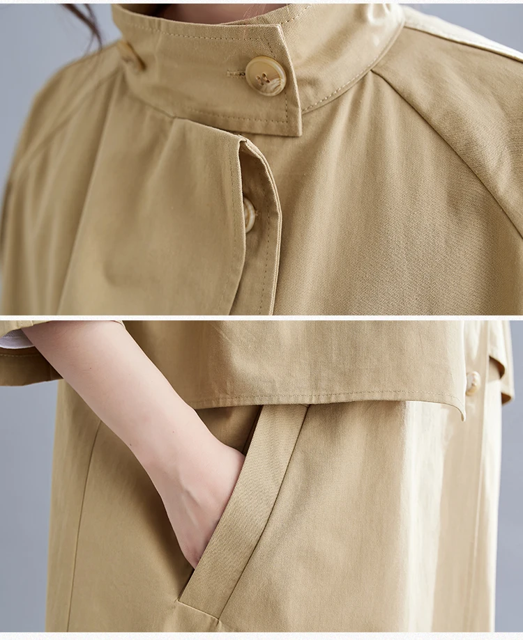 Boutique Wholesale 2025 Autumn New Fashionable Stand Up Collar Versatile Casual Loose Women's Trench Coats