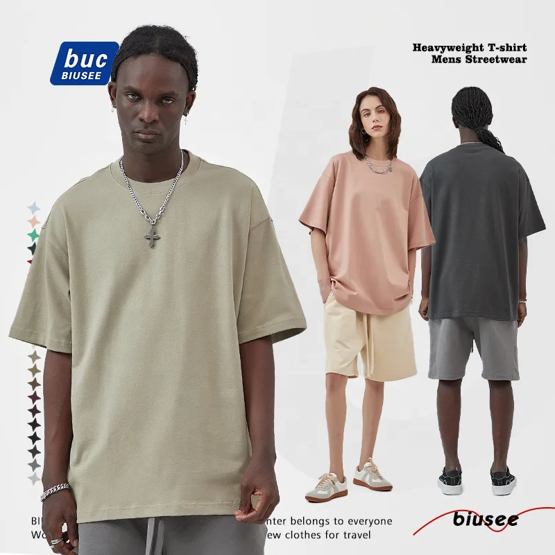 Wholesale High Quality 100% Cotton Oversize Men T-shirts Drop Shoulder Plain Blank Custom Men T-shirts