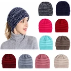 Winter Beanie Warm Hats Wholesale Cheap Winter Warm Pure Color Thick Melon Wool Beanie Knitted Hat
