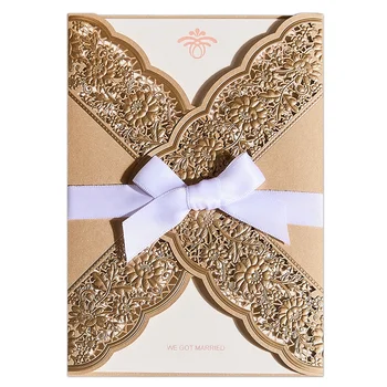 Embossed gold foil extravagant wedding cards luxury romantic invitations