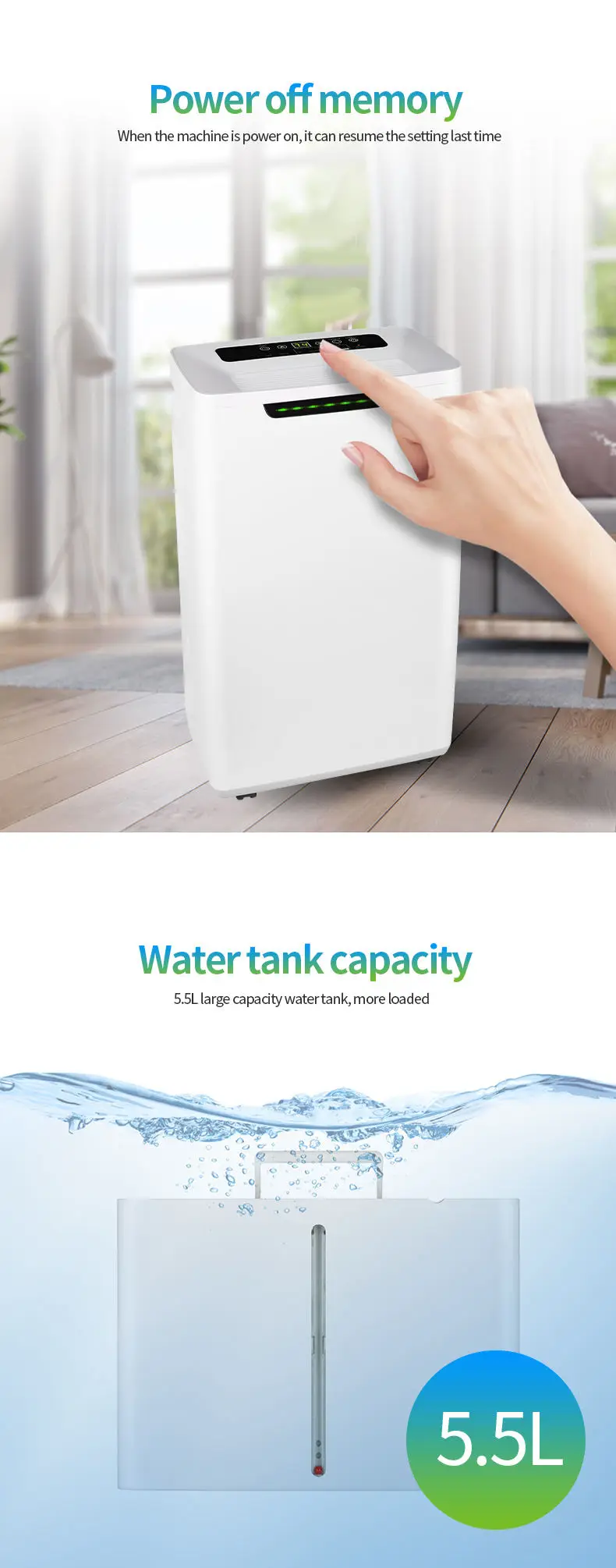 Small Personal Home Dehumidifier, 20l, 240 - detail 8