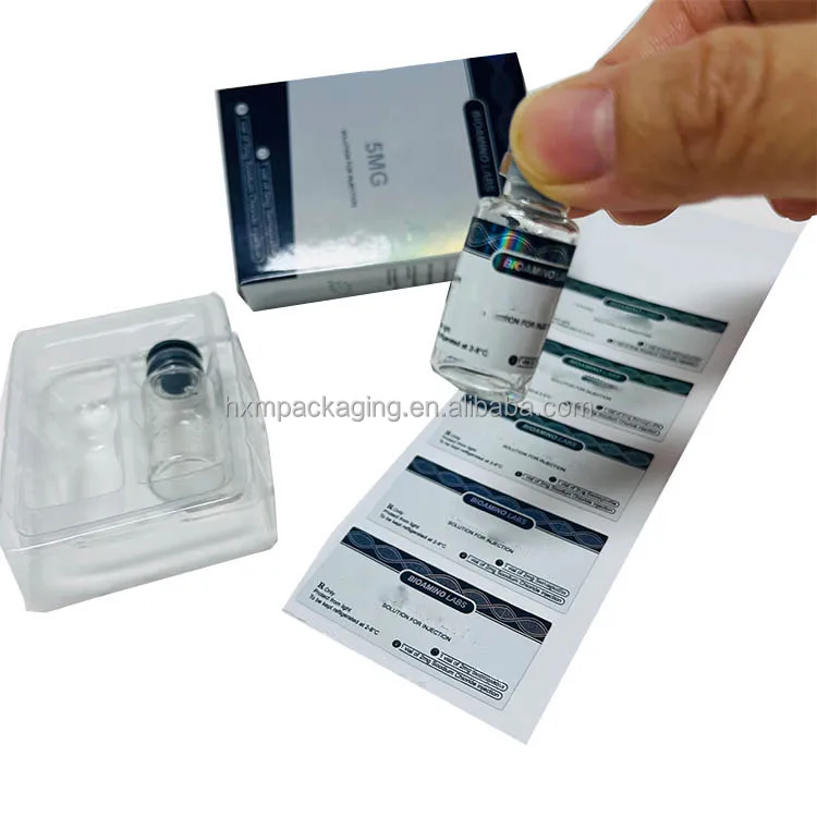 Customized Popular Laser Hologram logo Labels, Waterproof PVC Tirz 5 Label 5mg Bottle details