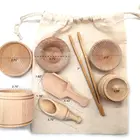 Toys Wooden Sensory Bin Tools Montessori Toys For Toddlers Wooden Play Kitchen Starter Accessories Wooden Play Set