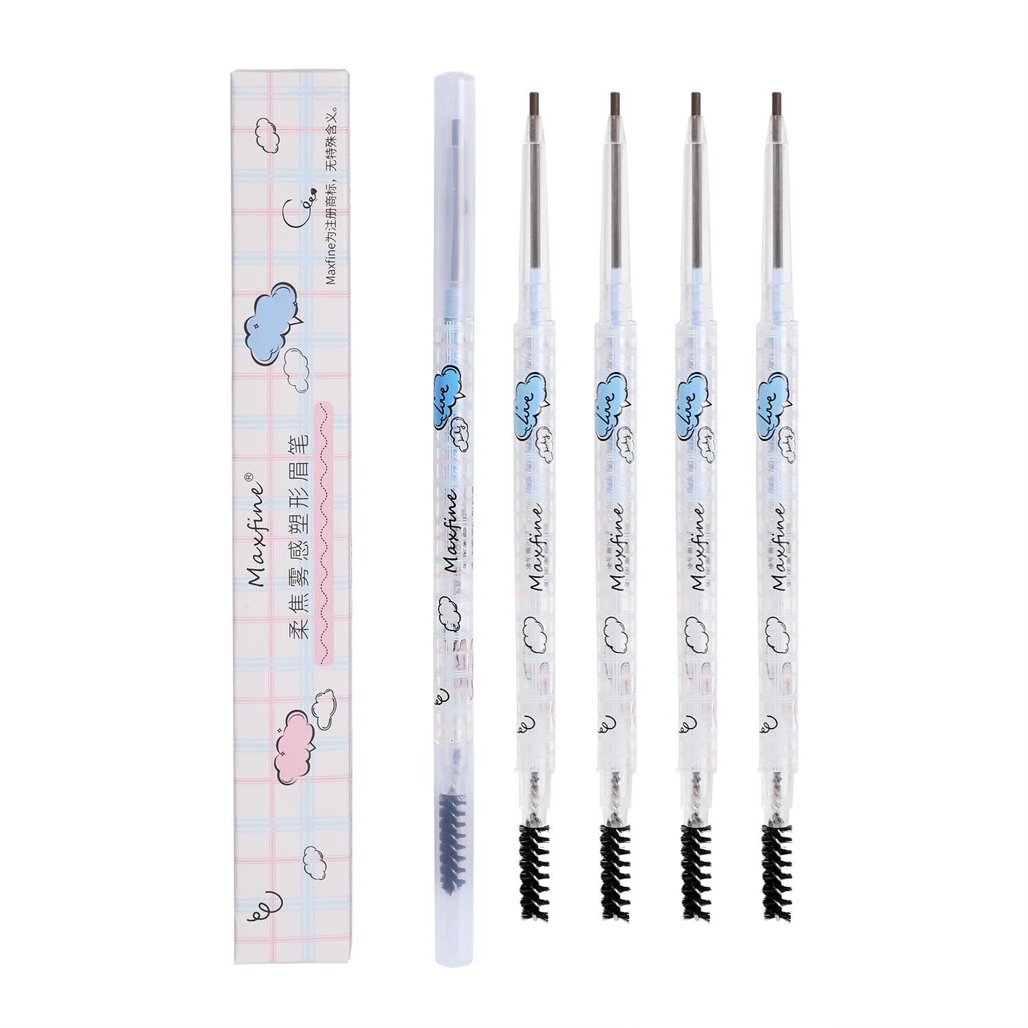 Maxfine Clean Eyebrow Pencil 1.5mm Ultra Thin with Brush Slim Waterproof Natural Long Lasting Tattoo Brow Pencil