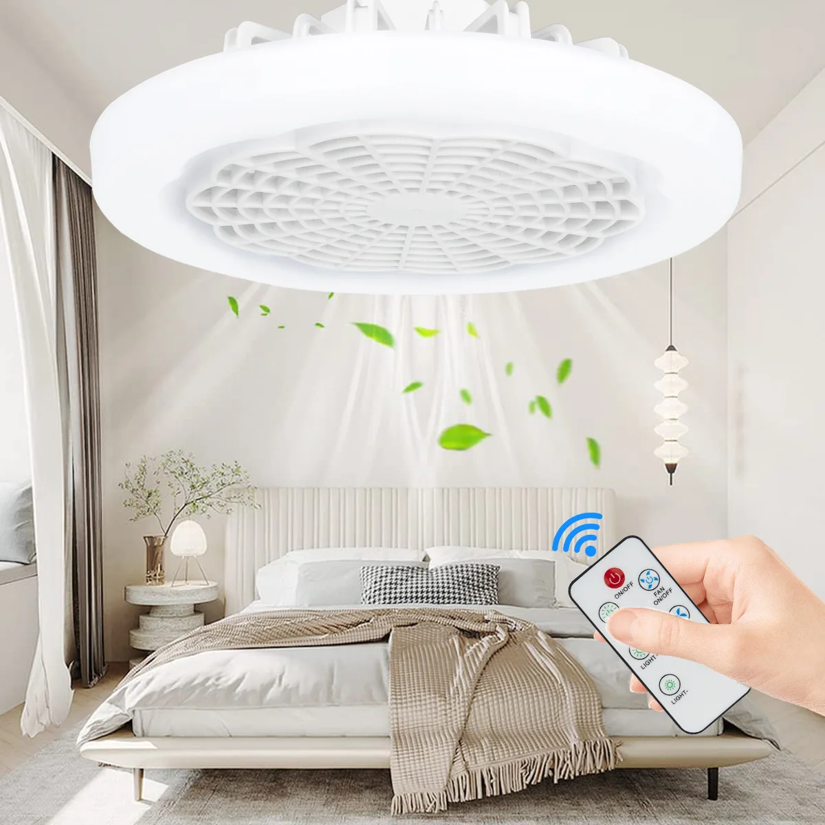 LED Ceiling Fan Room Or Hotel Decorate Lamp Remote Control LED Ceiling Fan Light  E27 Detachable Head Fan Light