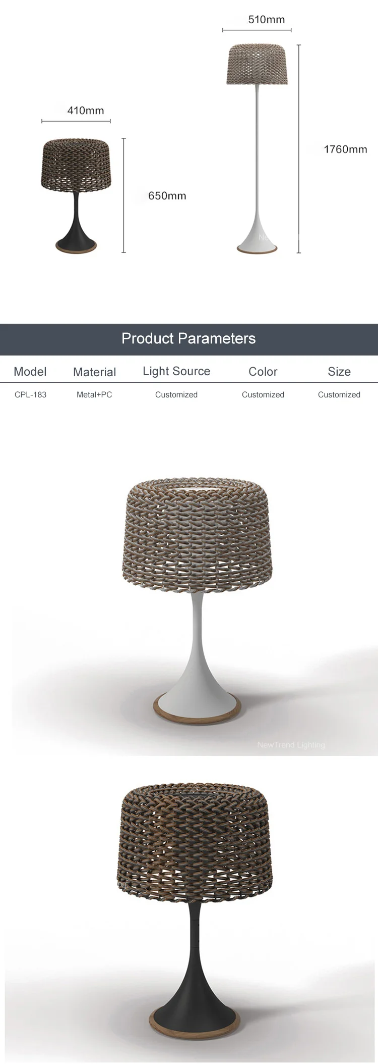 cpl 183 newly design outdoor indoor custom bedroom lighting weaving rattan led floor lamp -2