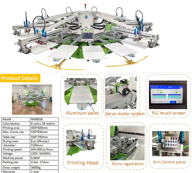 product dongguan ruida machinery automatic 8 color 18 stations carousel serigraphy machine for t shirts-1