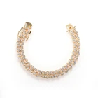 Gold Silver Pink Women Men Iced Out Jewelry Cuban Chain Link Bracelet